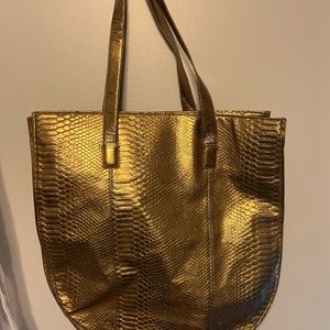 Gold snakeskin shoulder bag